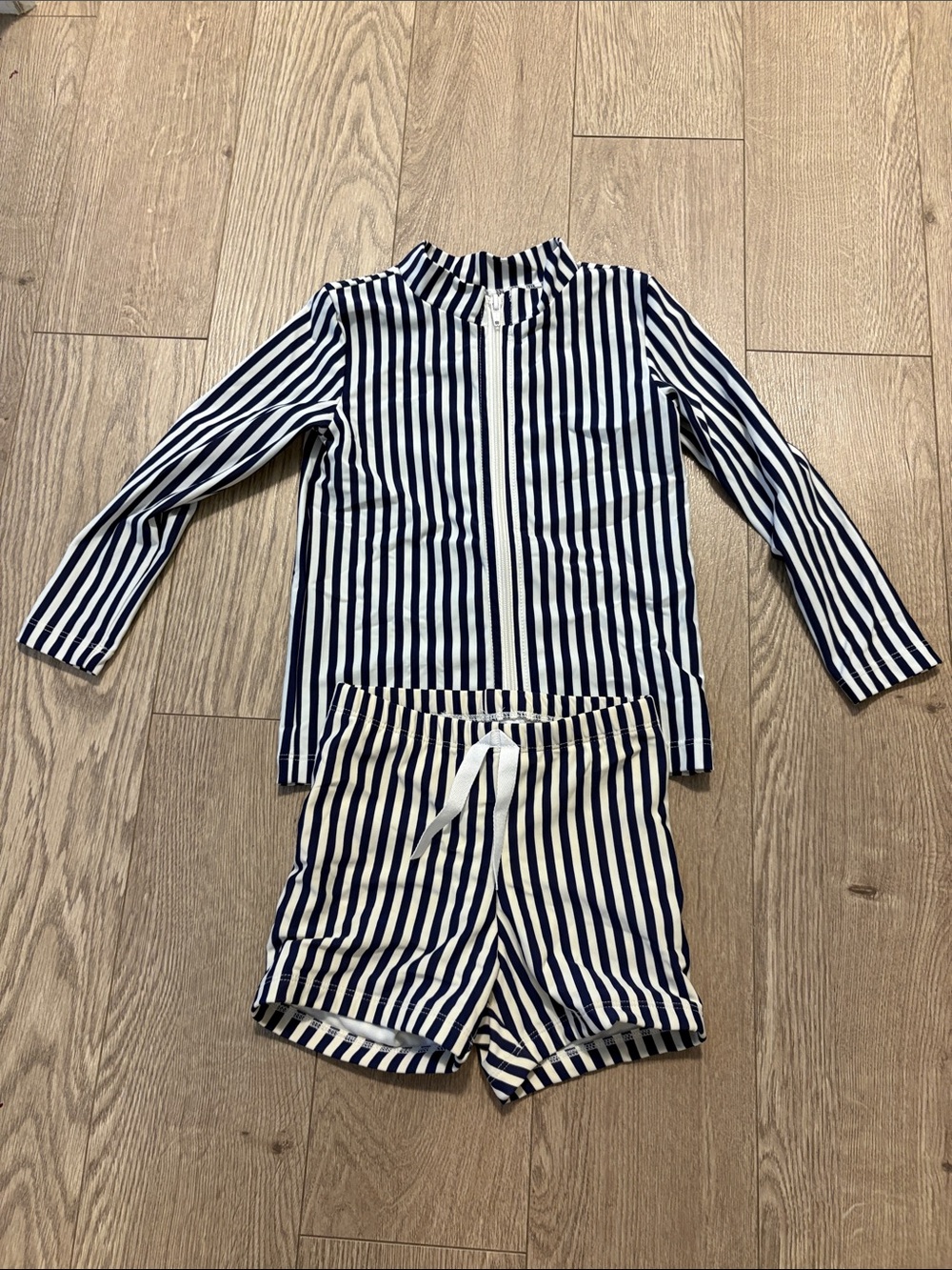 Imagine Perry Kids Navy and White Striped swim set.